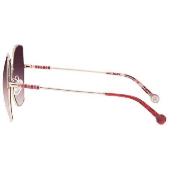 Carolina Herrera Sunglasses  SHE162 Oversized Geometric Gold Burgundy Metallic - Picture 10 of 13